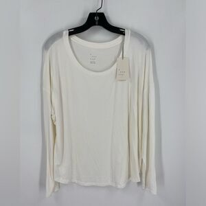 A New Day Cream Relaxed Basic Long Sleeve Tee size XXL